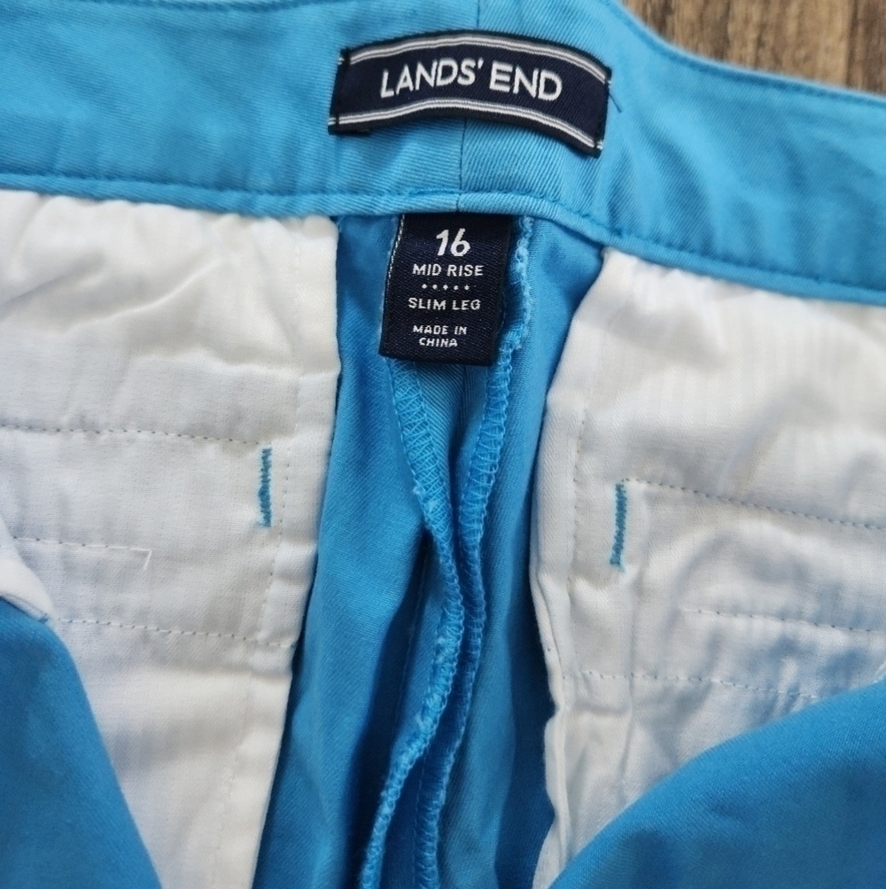 Lands End Mid Rise Slim Leg Chinos 16 - Picture 5 of 6